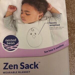 Nested Bean Zen Sack Wearable Blanket,White and Gray  6 to12months